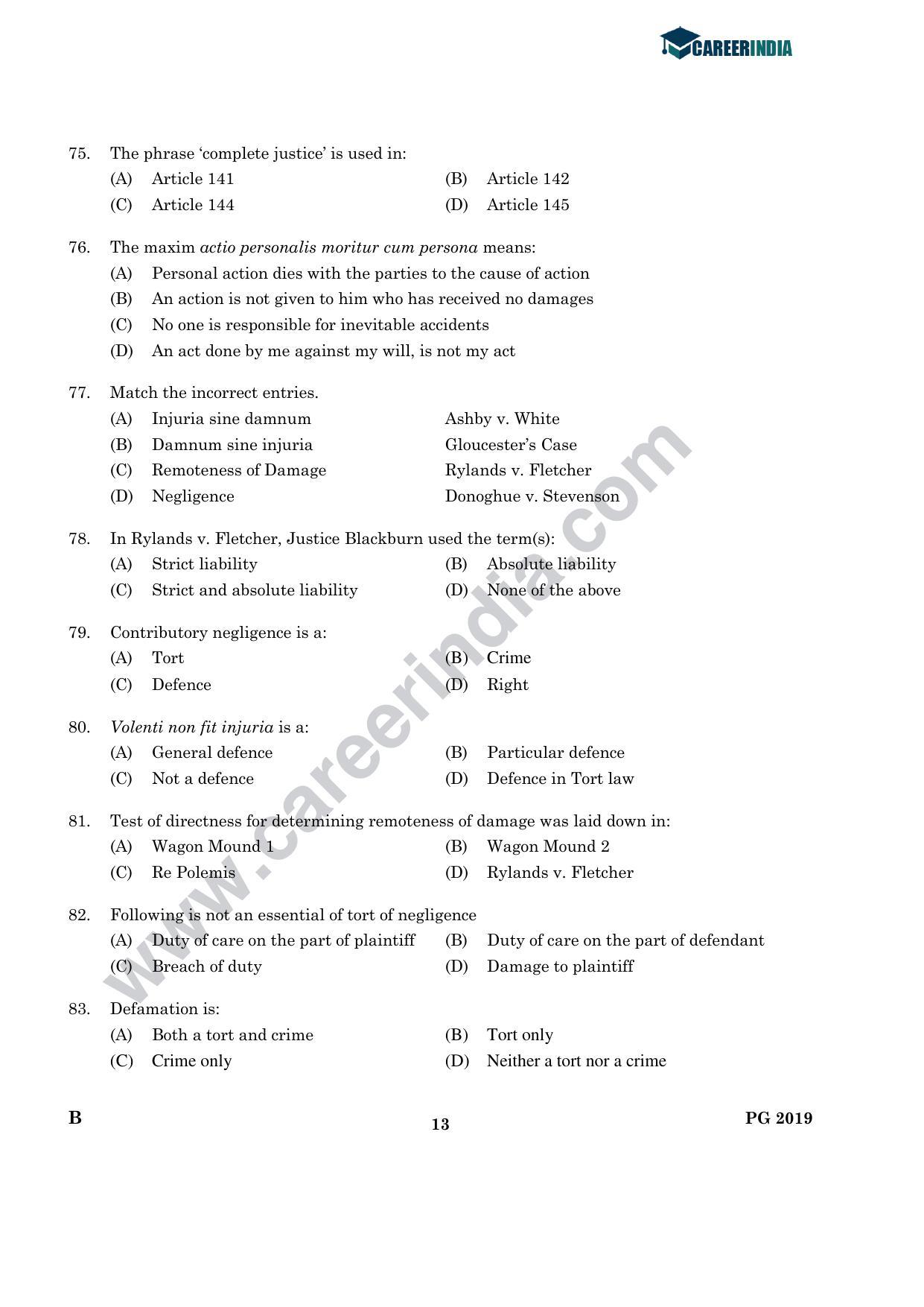 CLAT 2019 PG B-Series Question Papers (C.L.A.) - Page 12