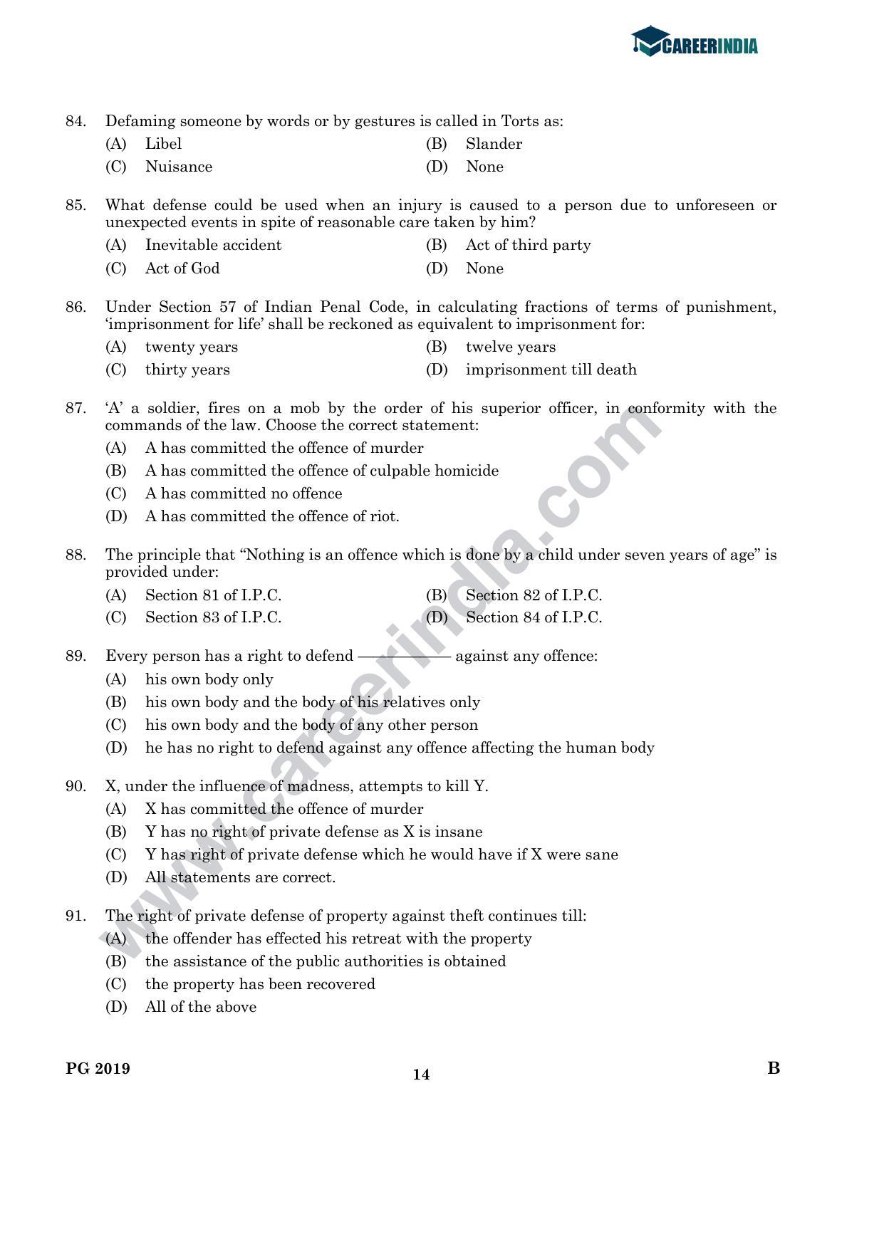 CLAT 2019 PG B-Series Question Papers (C.L.A.) - Page 13