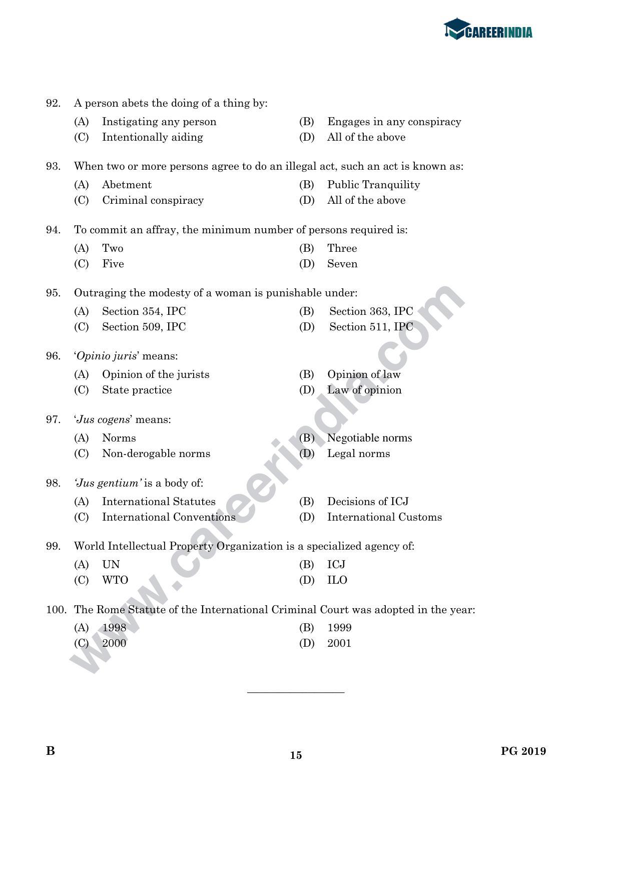 CLAT 2019 PG B-Series Question Papers (C.L.A.) - Page 14