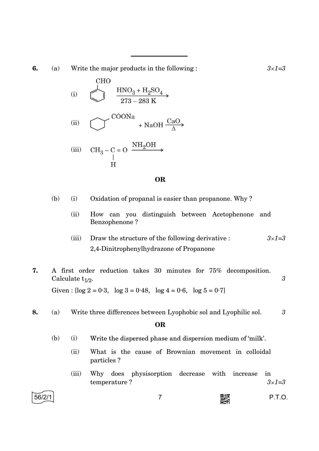 CBSE Class 12 56-2-1 Chemistry 2022 Question Paper - Page 7