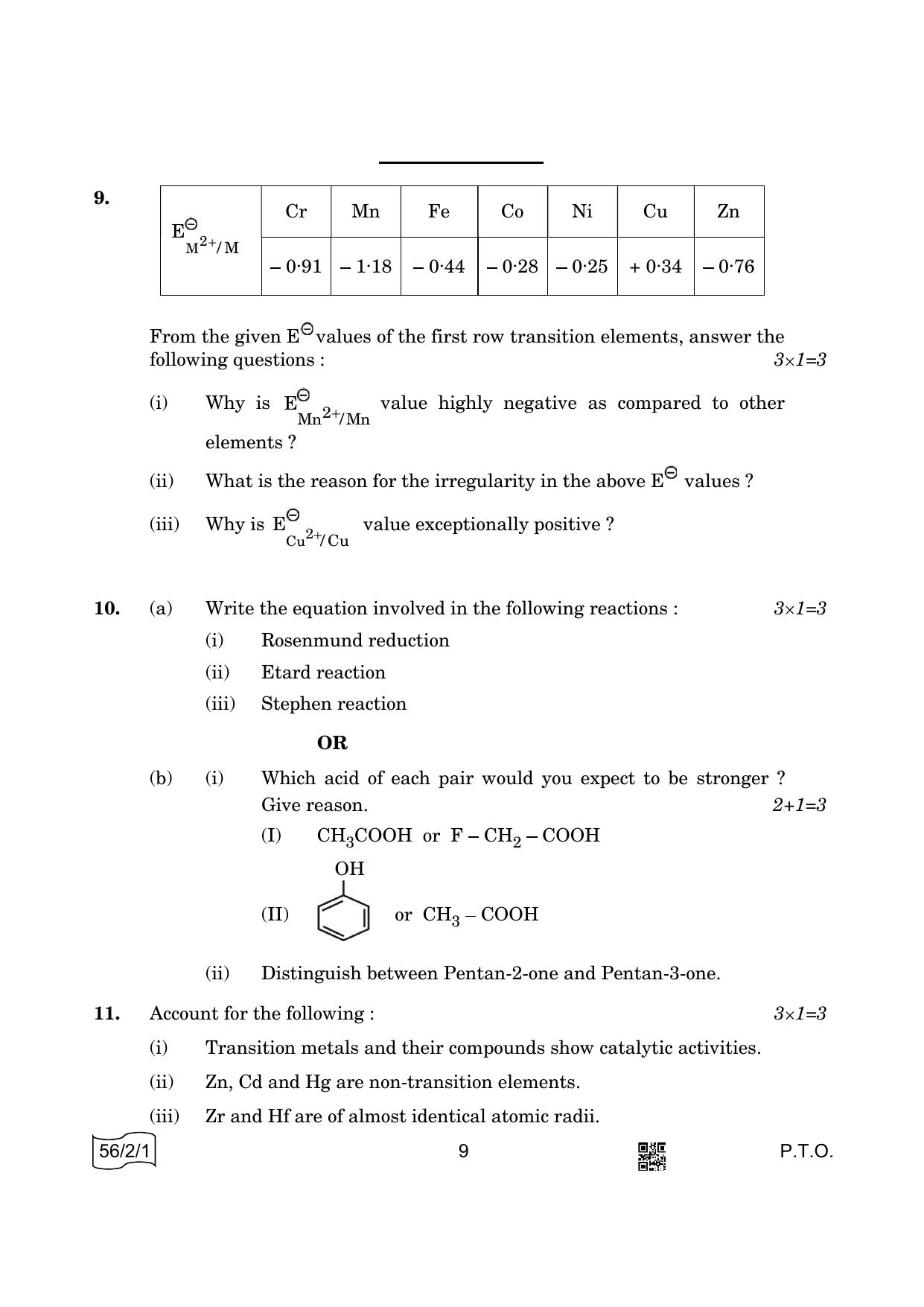 CBSE Class 12 56-2-1 Chemistry 2022 Question Paper - Page 9