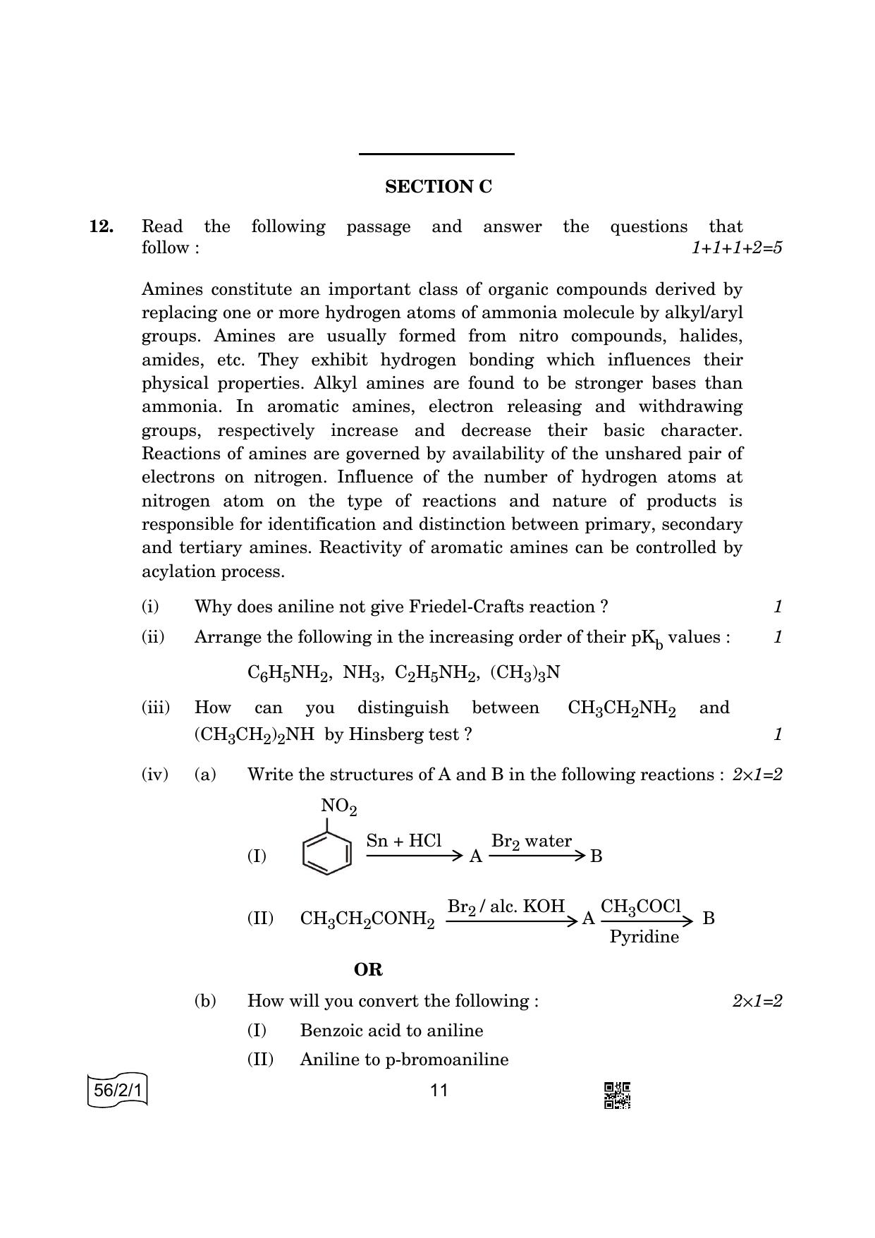 CBSE Class 12 56-2-1 Chemistry 2022 Question Paper - Page 11