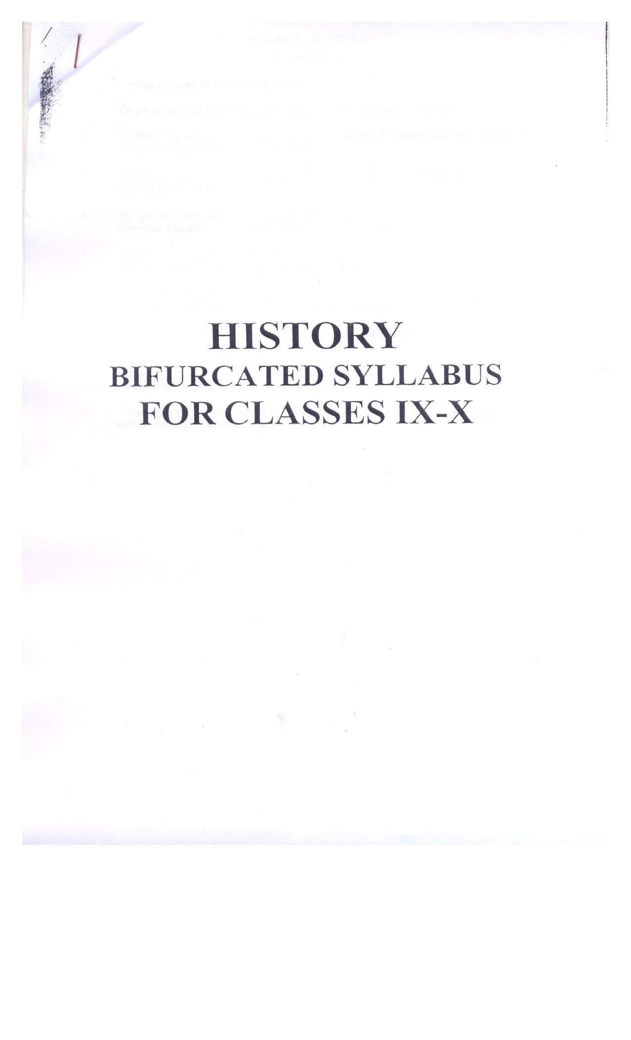 WBBSE Class 10th  Syllabus [History] - Page 1