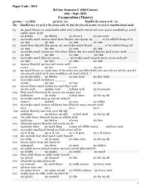 Hemchand North Gujarat University Sample Paper July-Sept 2021:  B.Com. Semester-I (Old Course) Co.operation (Theory)