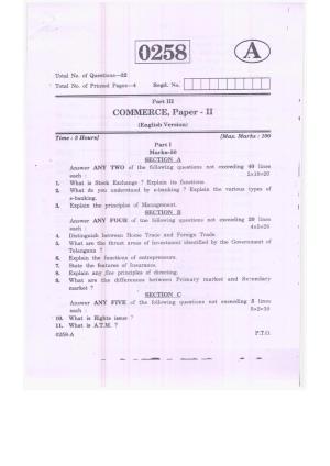 TS Inter 2nd Year Commerce Model Paper 2023 (PDF)