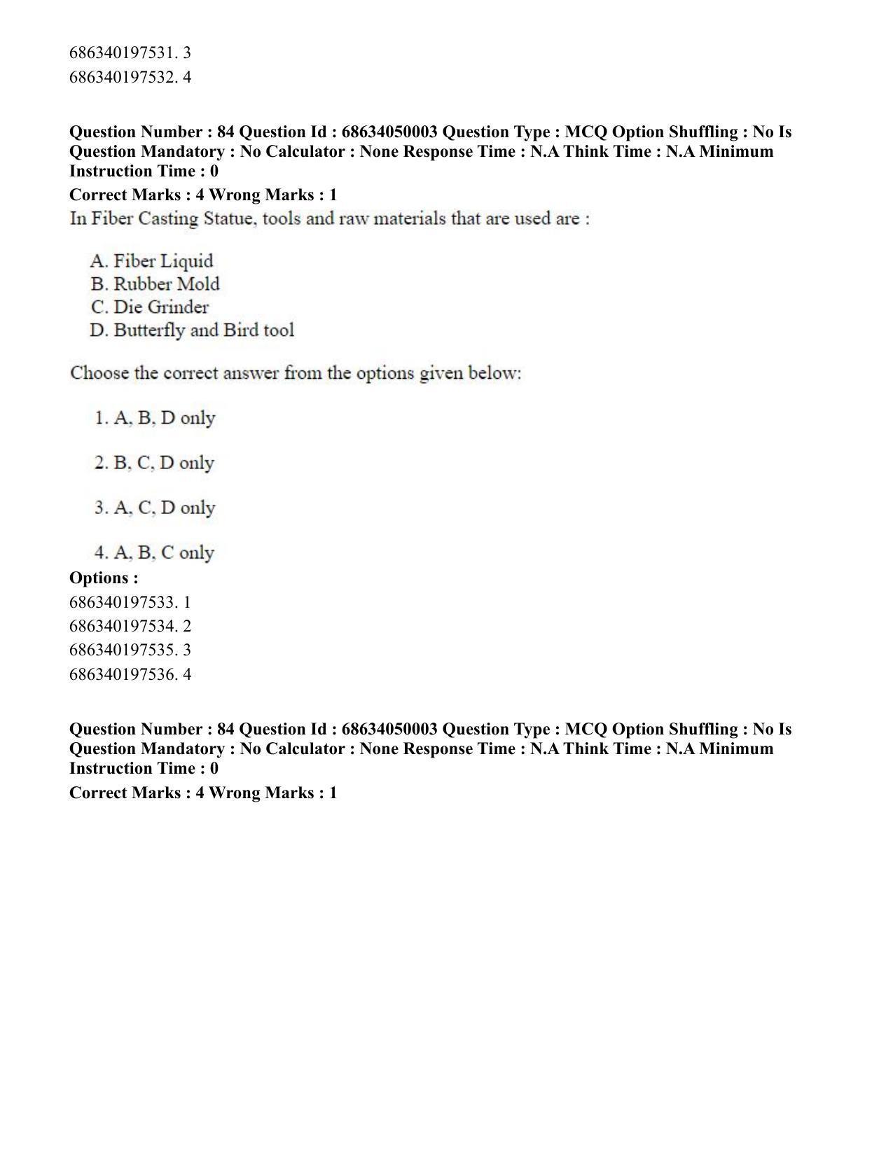 CUET PG 2023: HUQP17 – Plastic Arts (Hin) - Shift 3 (2-07-2023) Question Paper - Page 97