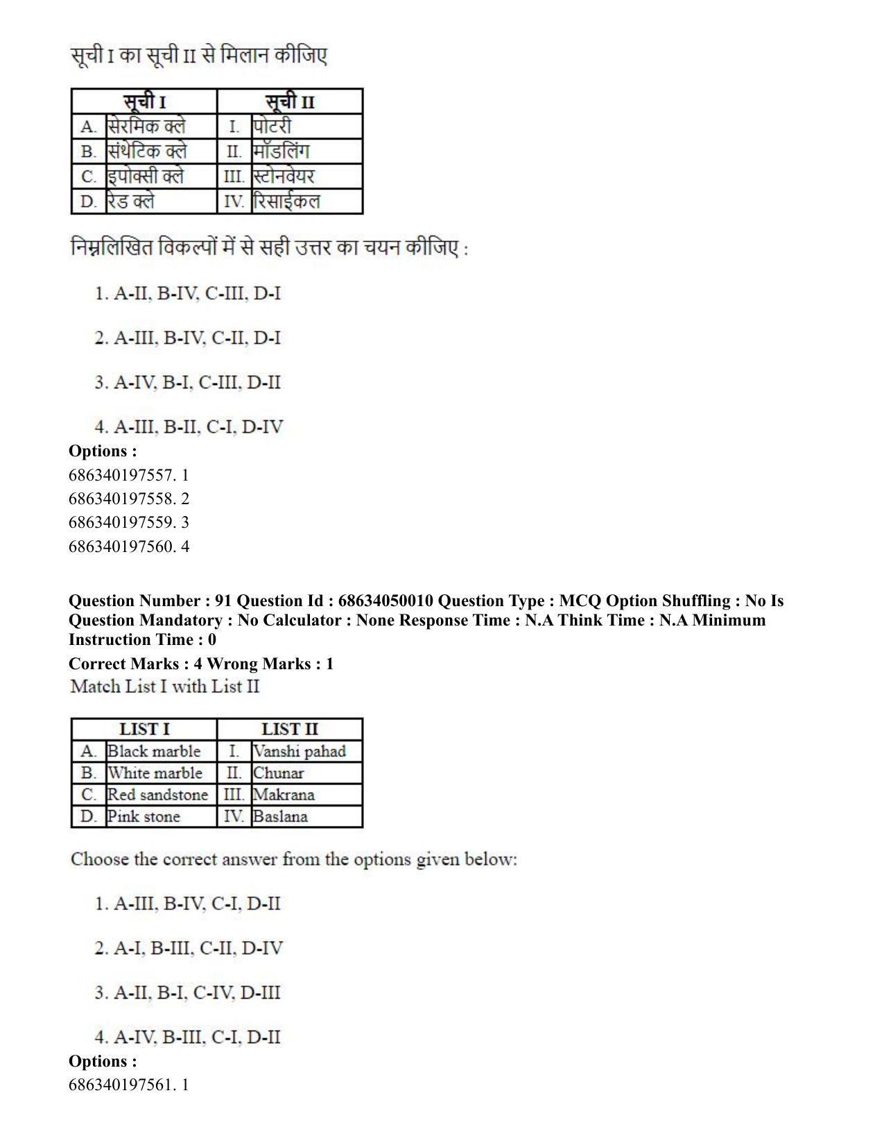 CUET PG 2023: HUQP17 – Plastic Arts (Hin) - Shift 3 (2-07-2023) Question Paper - Page 106