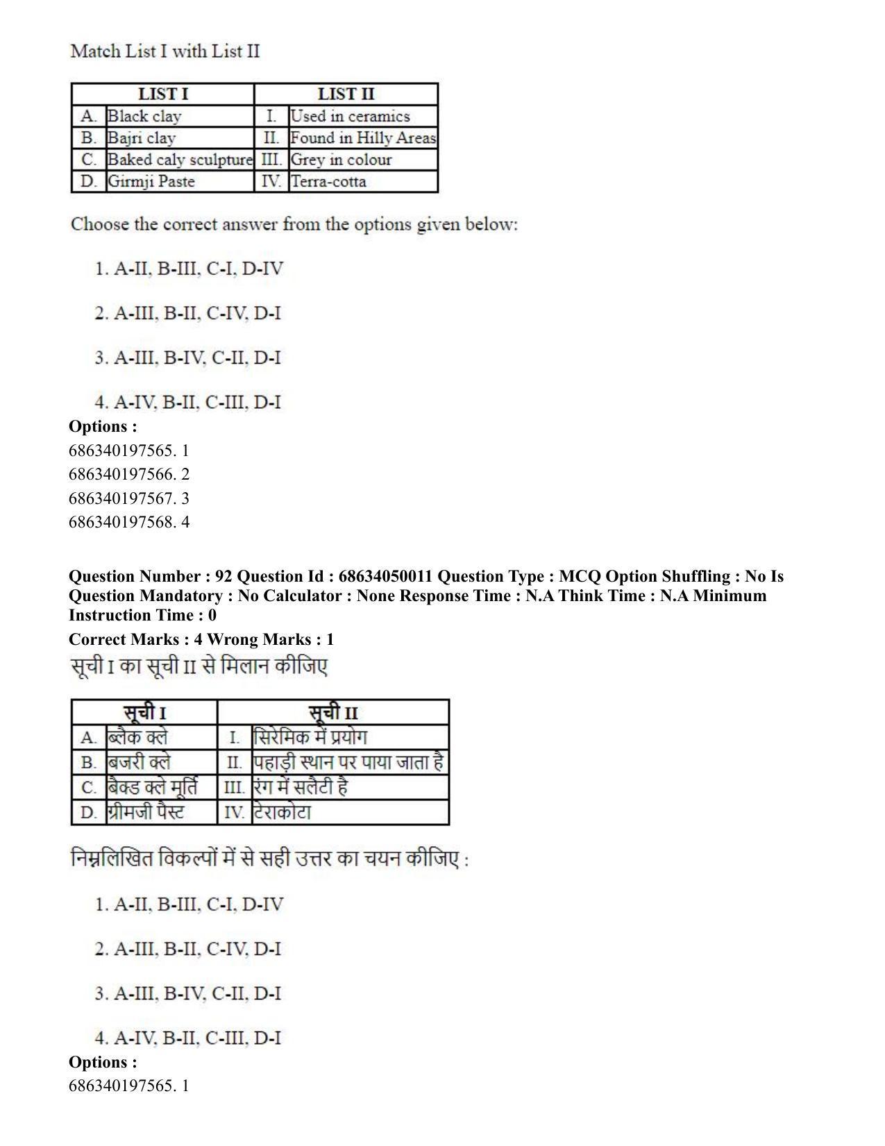 CUET PG 2023: HUQP17 – Plastic Arts (Hin) - Shift 3 (2-07-2023) Question Paper - Page 108