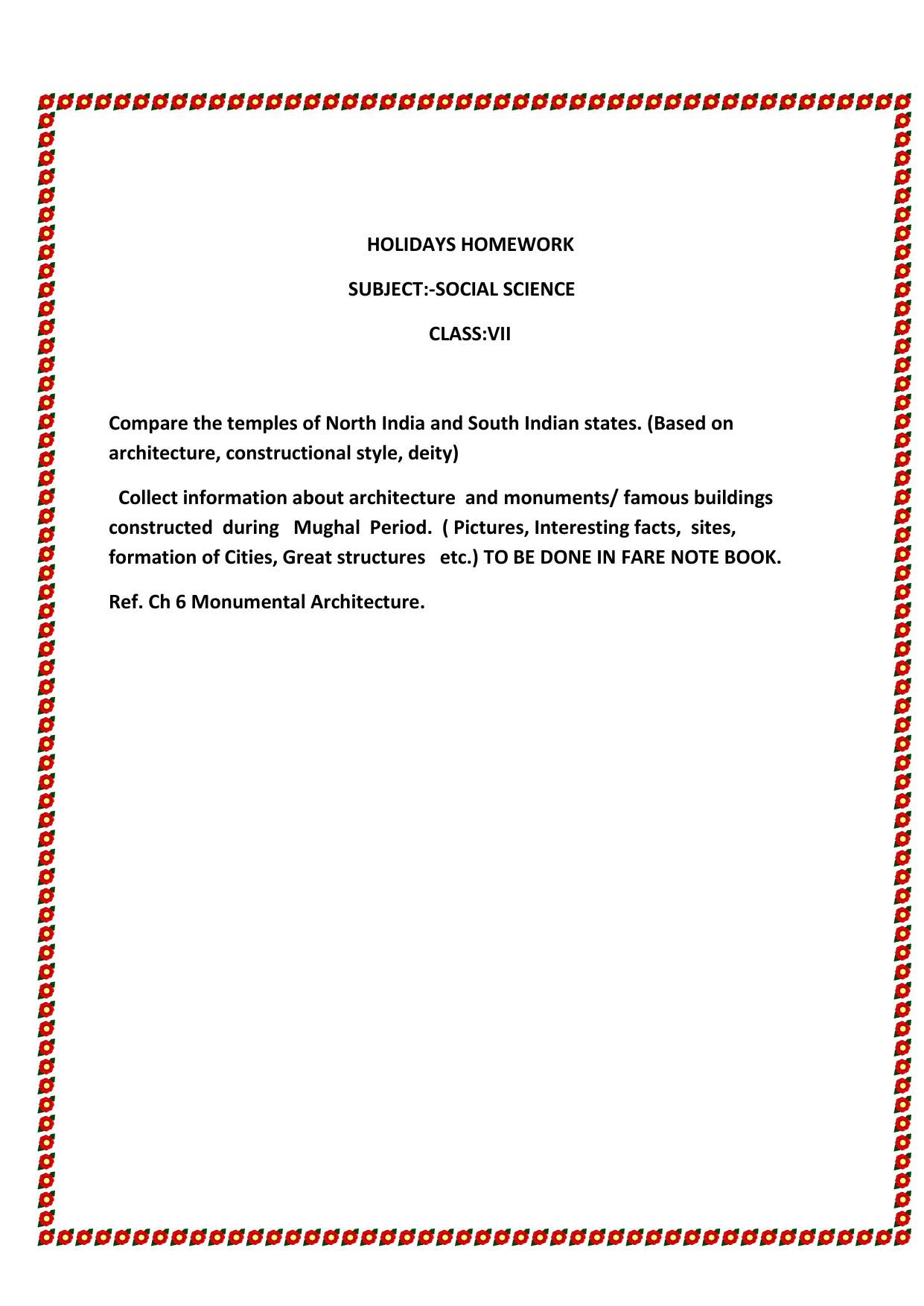 CBSE Worksheets for Class 7 Geography Monumental Architecture Assignment - Page 1