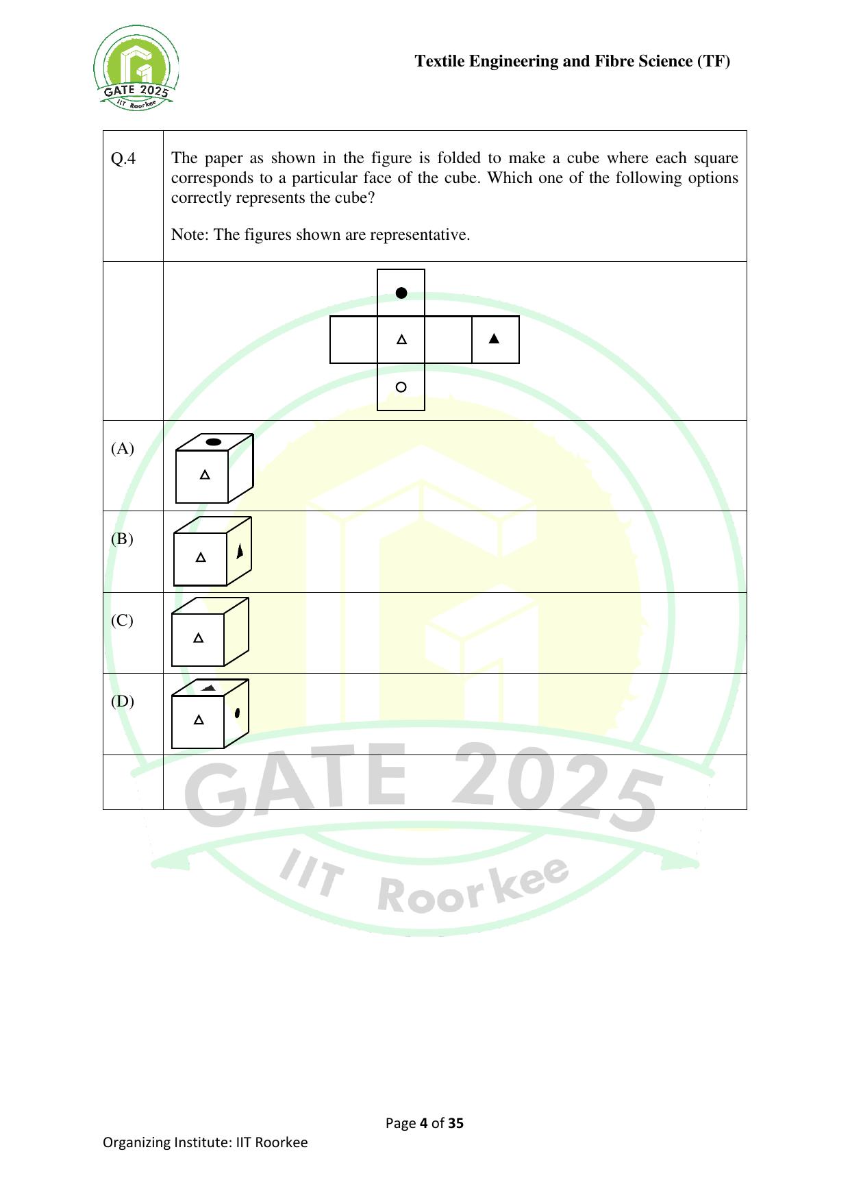 GATE 2025 Textile Engineering and Fibre Science (TF) Question Paper - Page 4