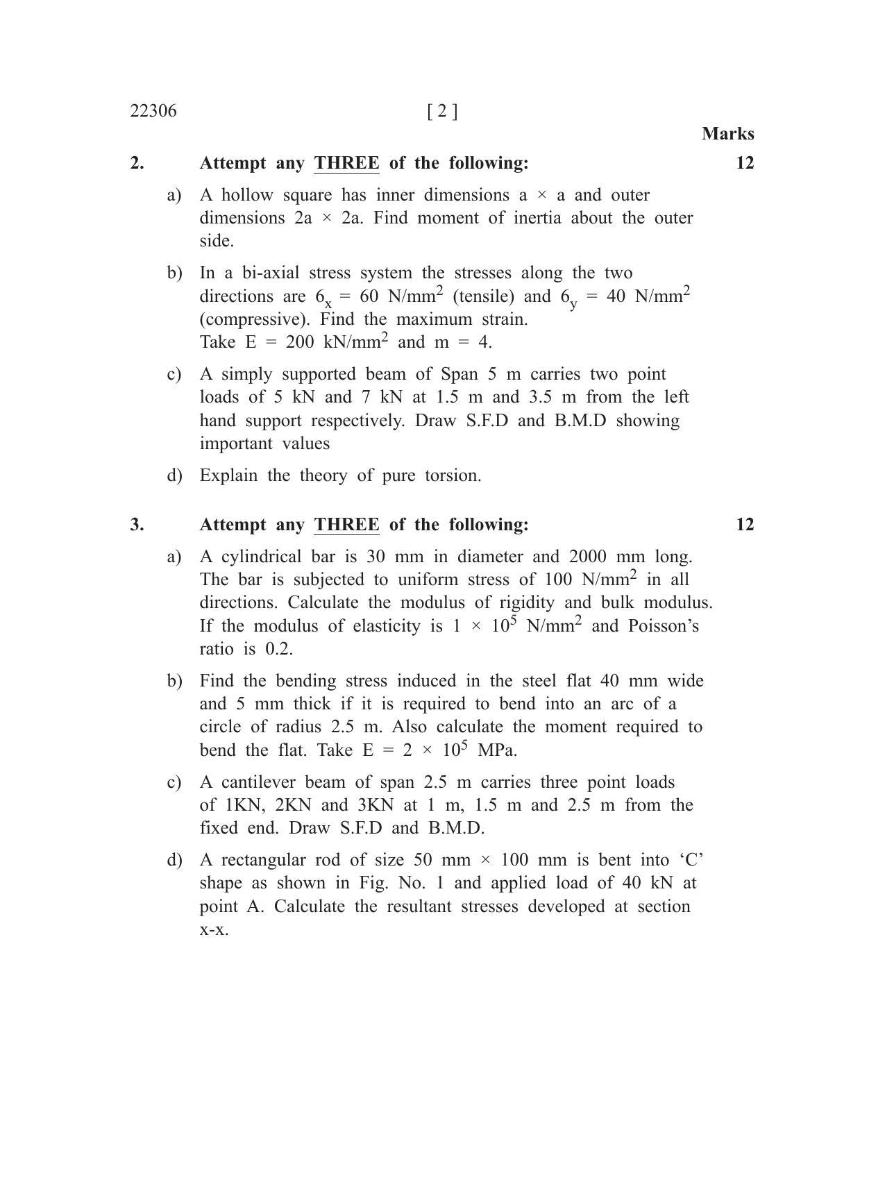 MSBTE Summer Question Paper 2019 - Strength of Materials - Page 2