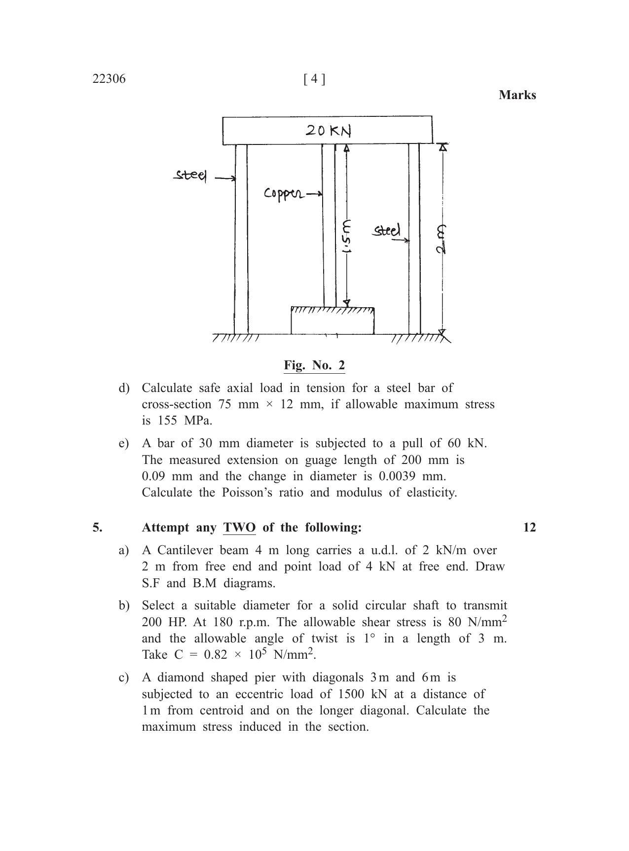 MSBTE Summer Question Paper 2019 - Strength of Materials - Page 4