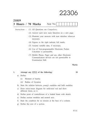 MSBTE Summer Question Paper 2019 - Strength of Materials