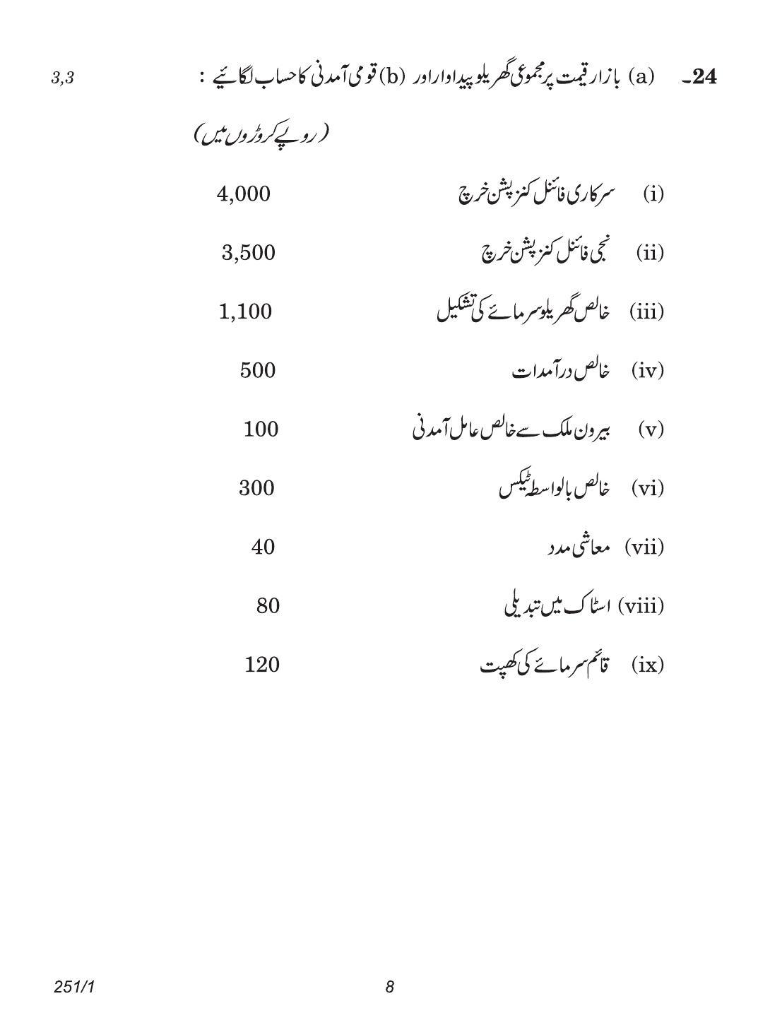 CBSE Class 12 251-1 (Economics Urdu) 2018 Question Paper - Page 8