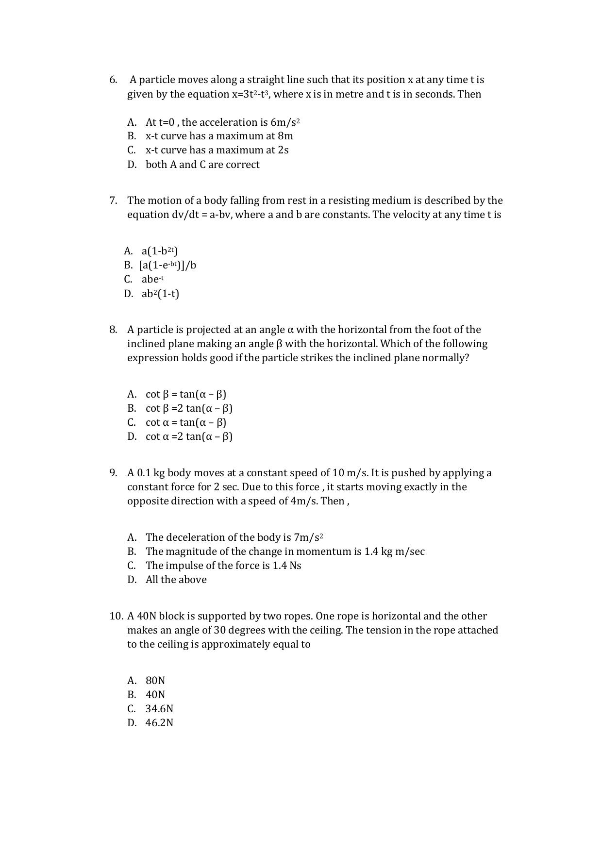 UG - Physics - IMU CET Model Question Papers - CET (Set-II) - Page 2