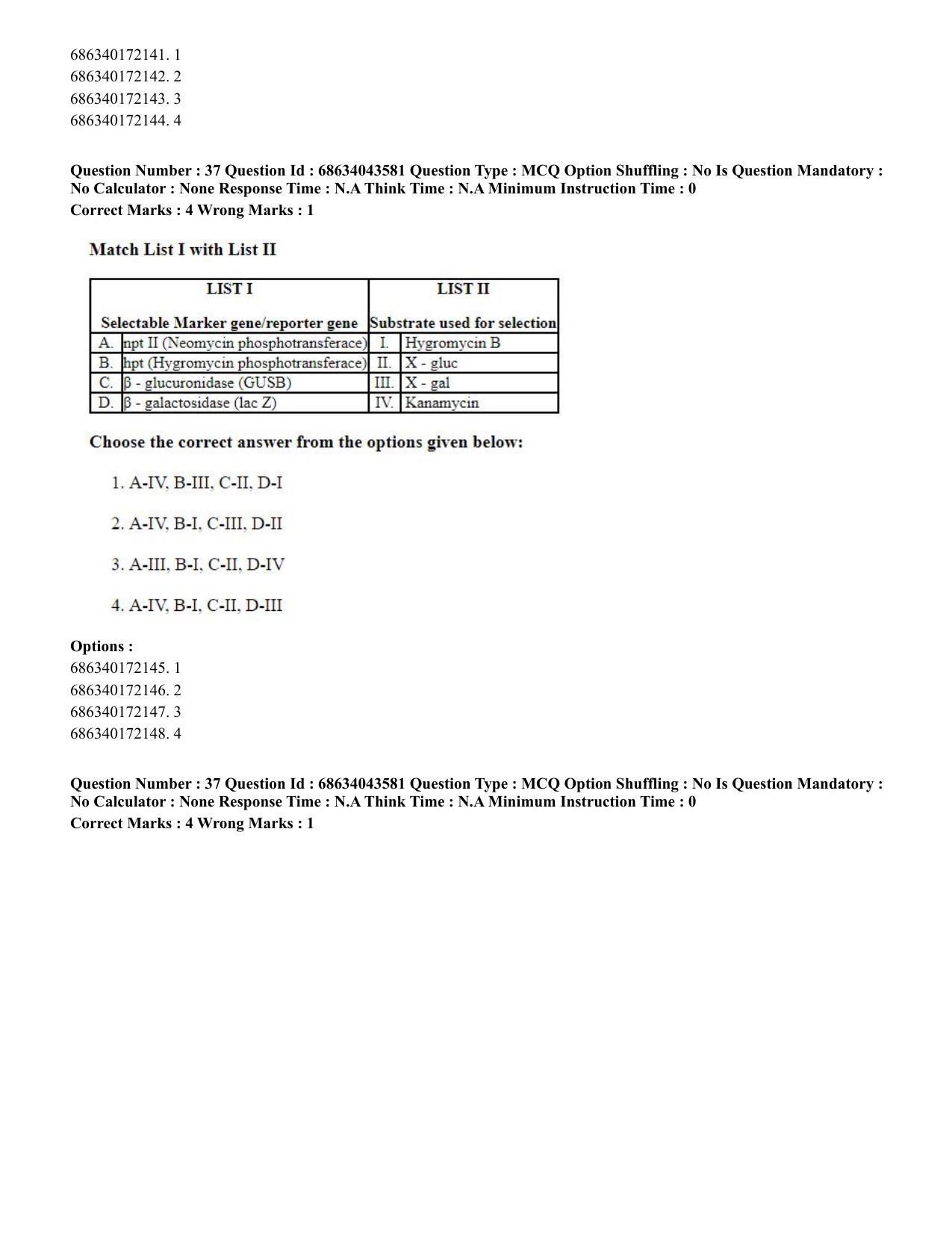 CUET PG 2023: SCQP25 – Plant Biotechnology (Hin)-Shift 3 (30-06-2023) Question Paper - Page 38