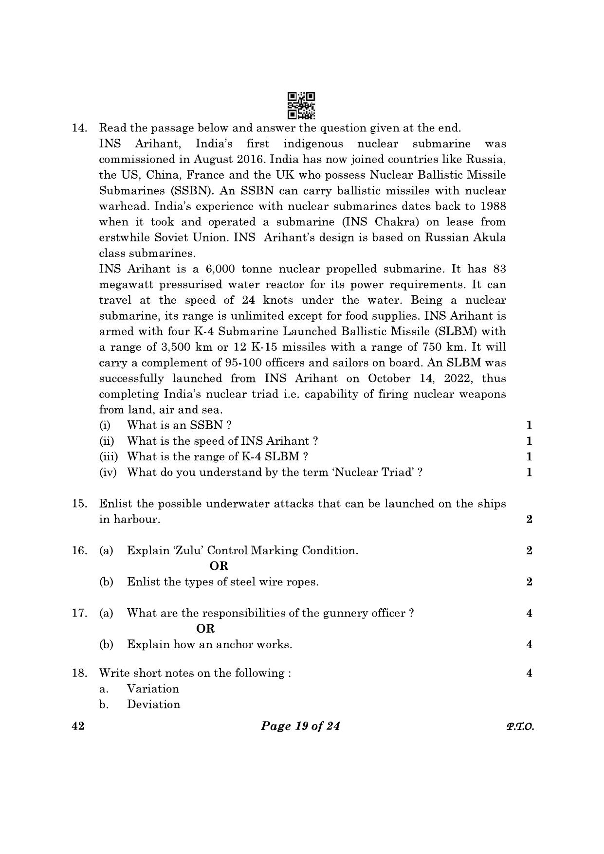 CBSE Class 12 42_NCC 2023 Question Paper - Page 19