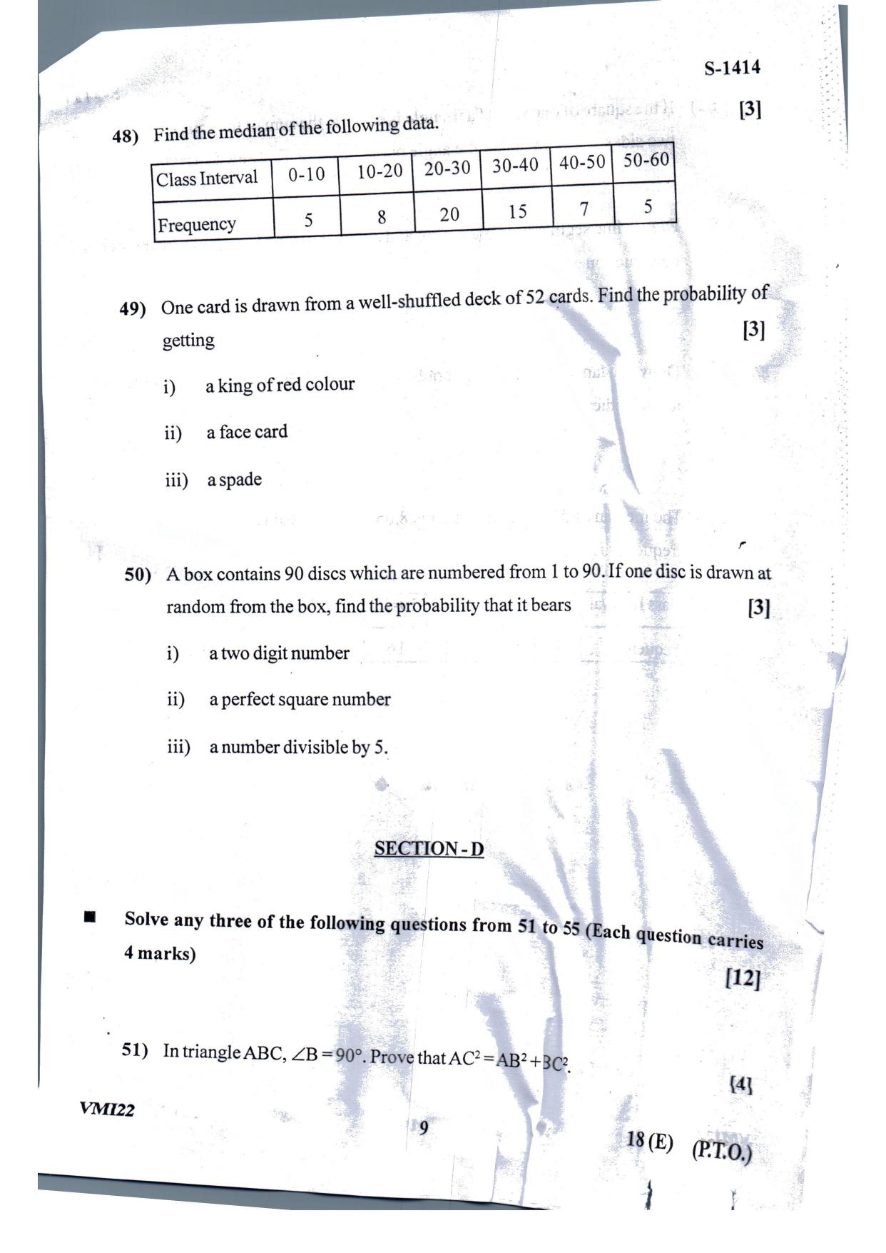 Gujarat Board Class 10th Basic Maths Eng. Med. July 2022 Question Paper - Page 9