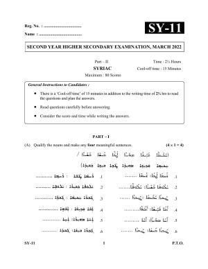 Kerala Plus Two Question Paper 2022 - Syriac