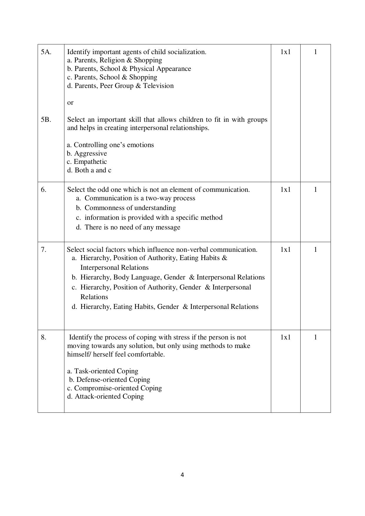 NIOS Class 10 Psychology (222) Sample Paper - Page 4