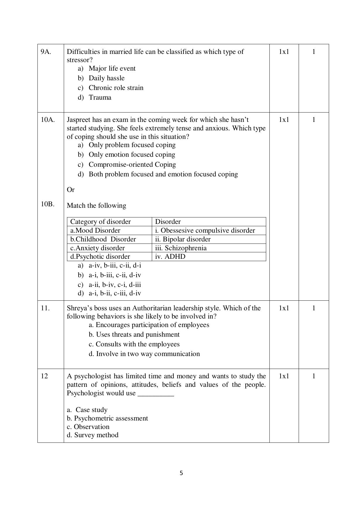 NIOS Class 10 Psychology (222) Sample Paper - Page 5