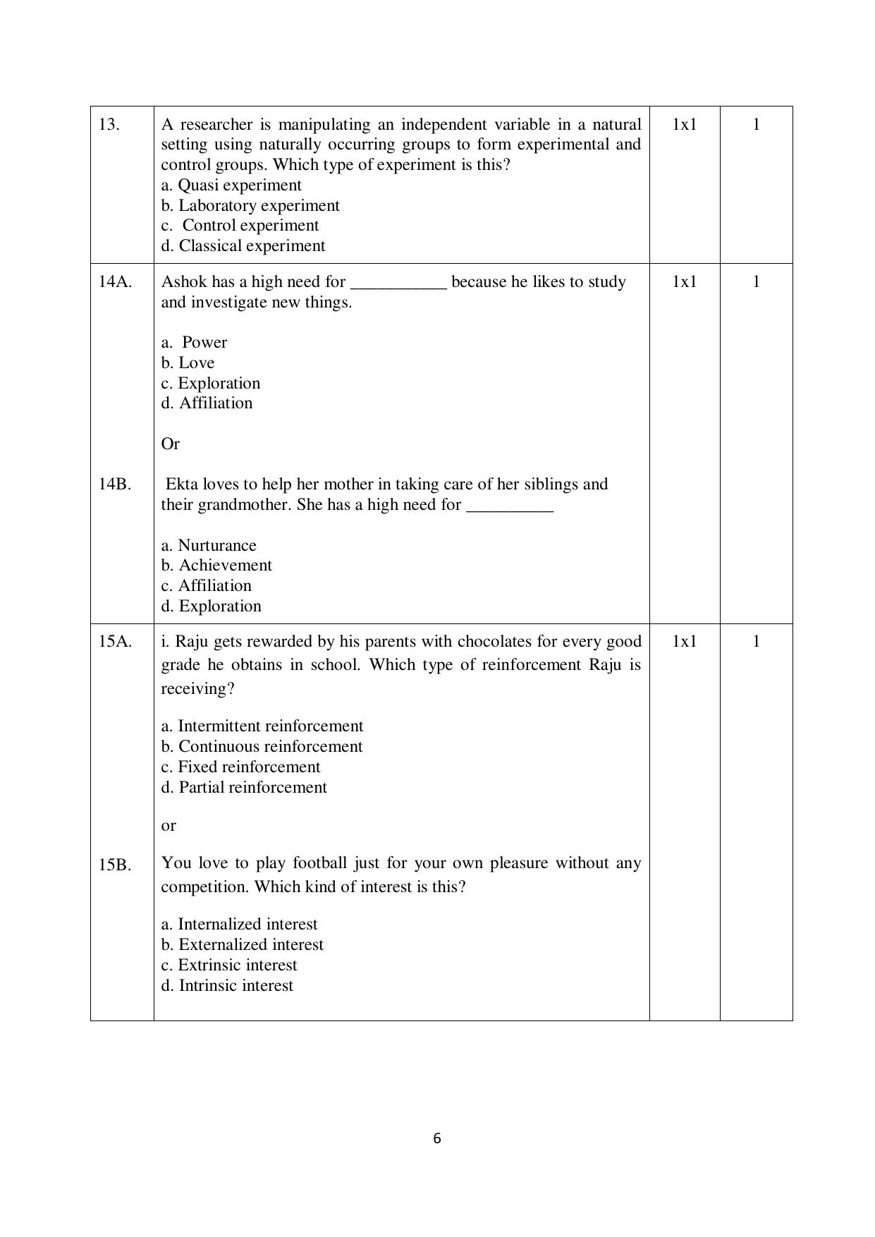 NIOS Class 10 Psychology (222) Sample Paper - Page 6