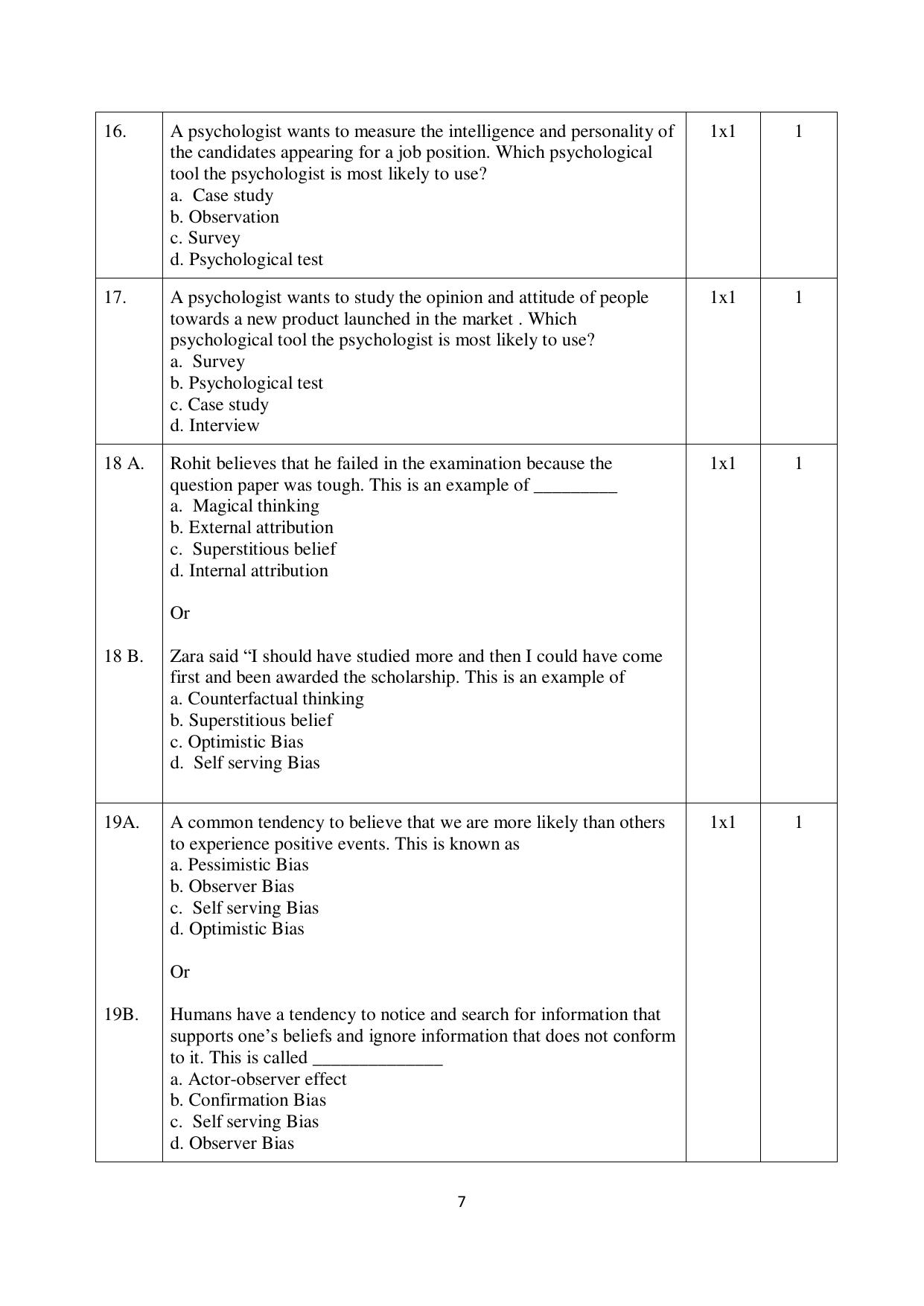 NIOS Class 10 Psychology (222) Sample Paper - Page 7