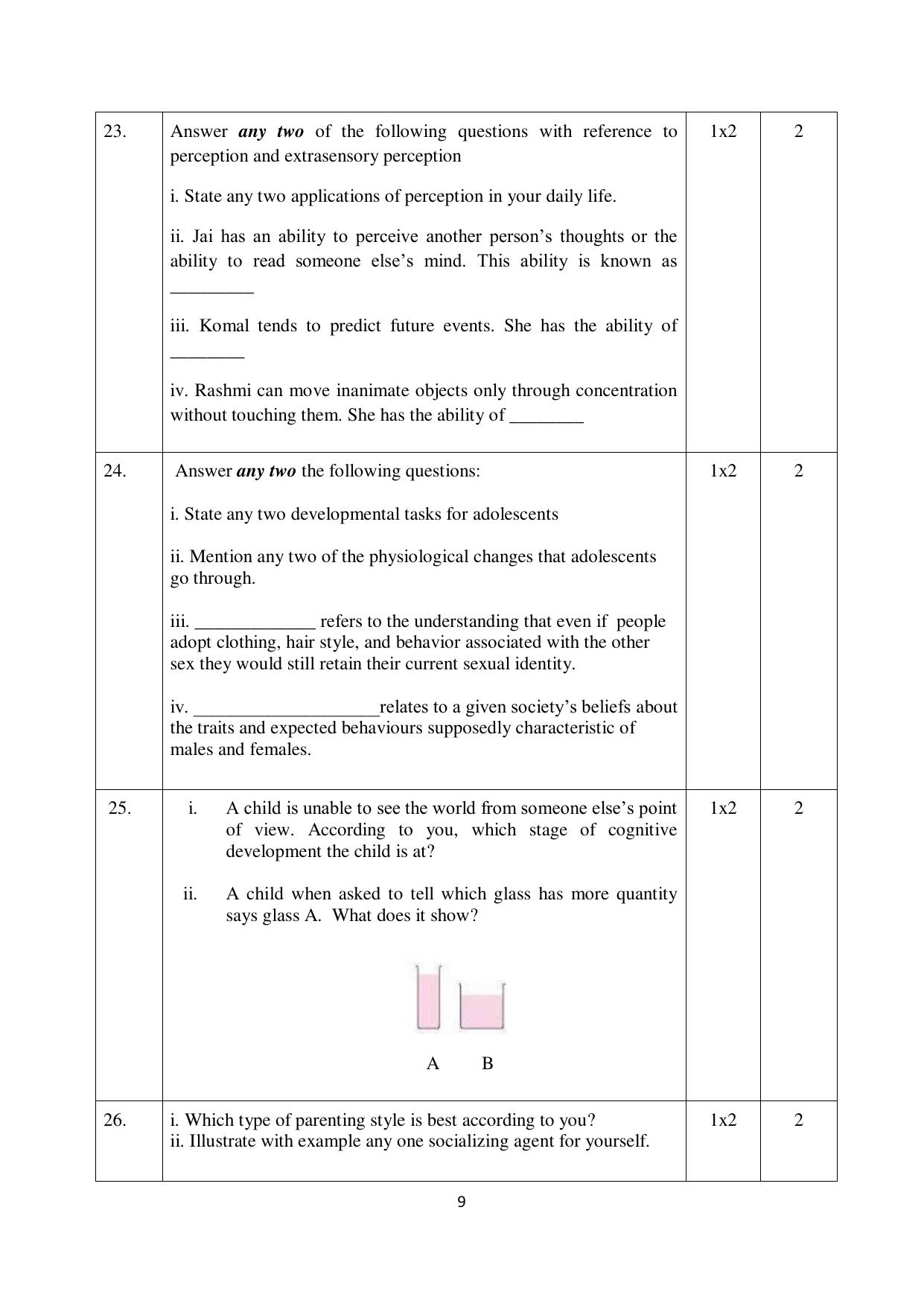 NIOS Class 10 Psychology (222) Sample Paper - Page 9