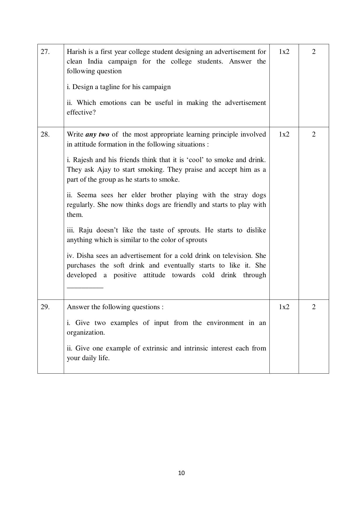 NIOS Class 10 Psychology (222) Sample Paper - Page 10