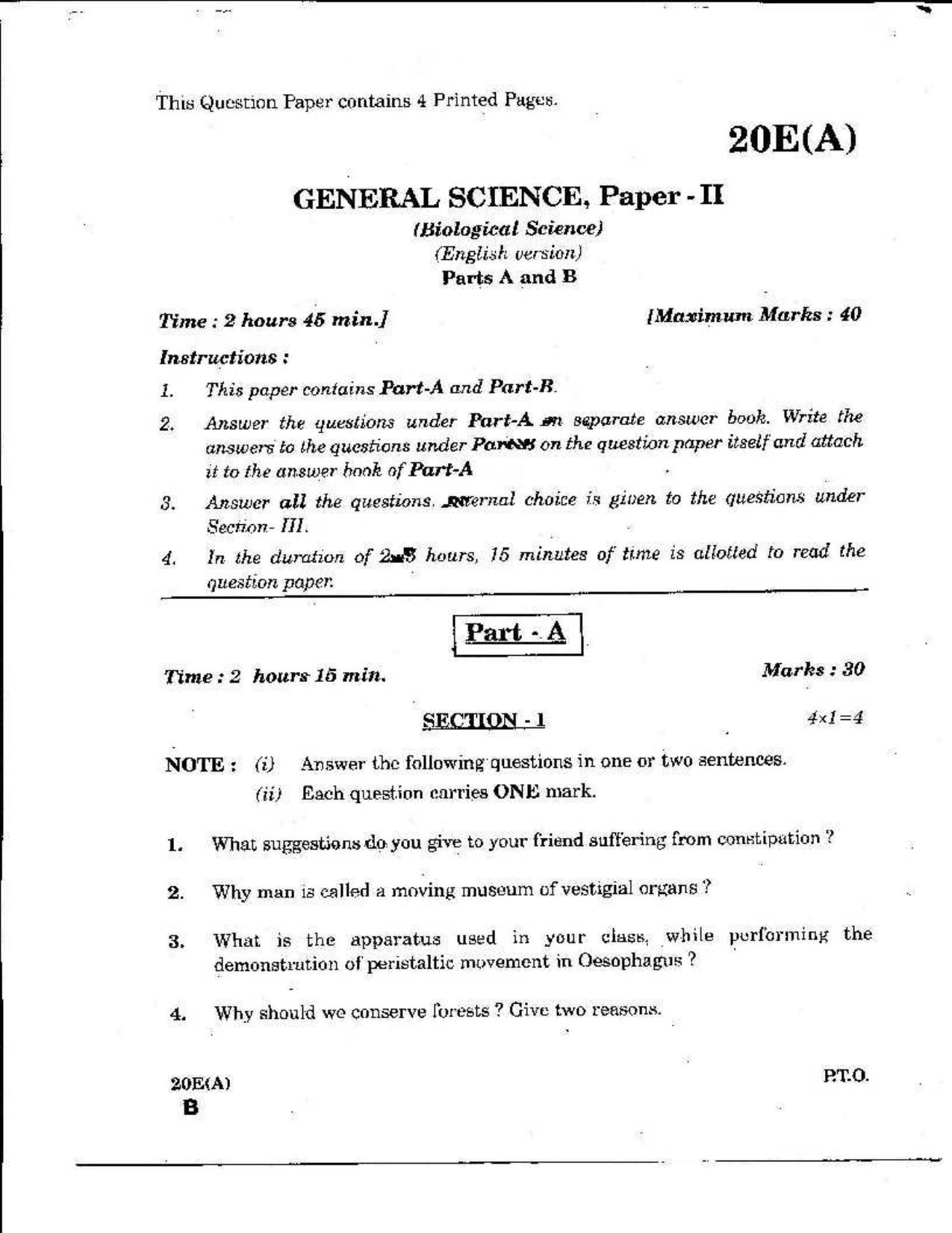 AP Class 10 Science (Paper II) 2019 Question Paper - Page 1