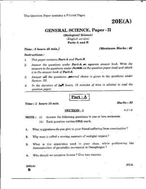 AP Class 10 Science (Paper II) 2019 Question Paper