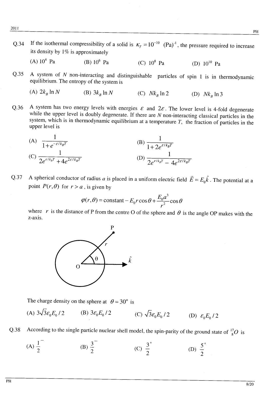 GATE 2011 Physics (PH) Question Paper with Answer Key - Page 8