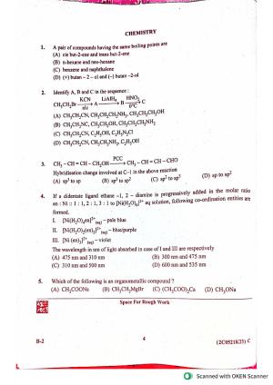 KCET 2023 Chemistry B2 Question Paper