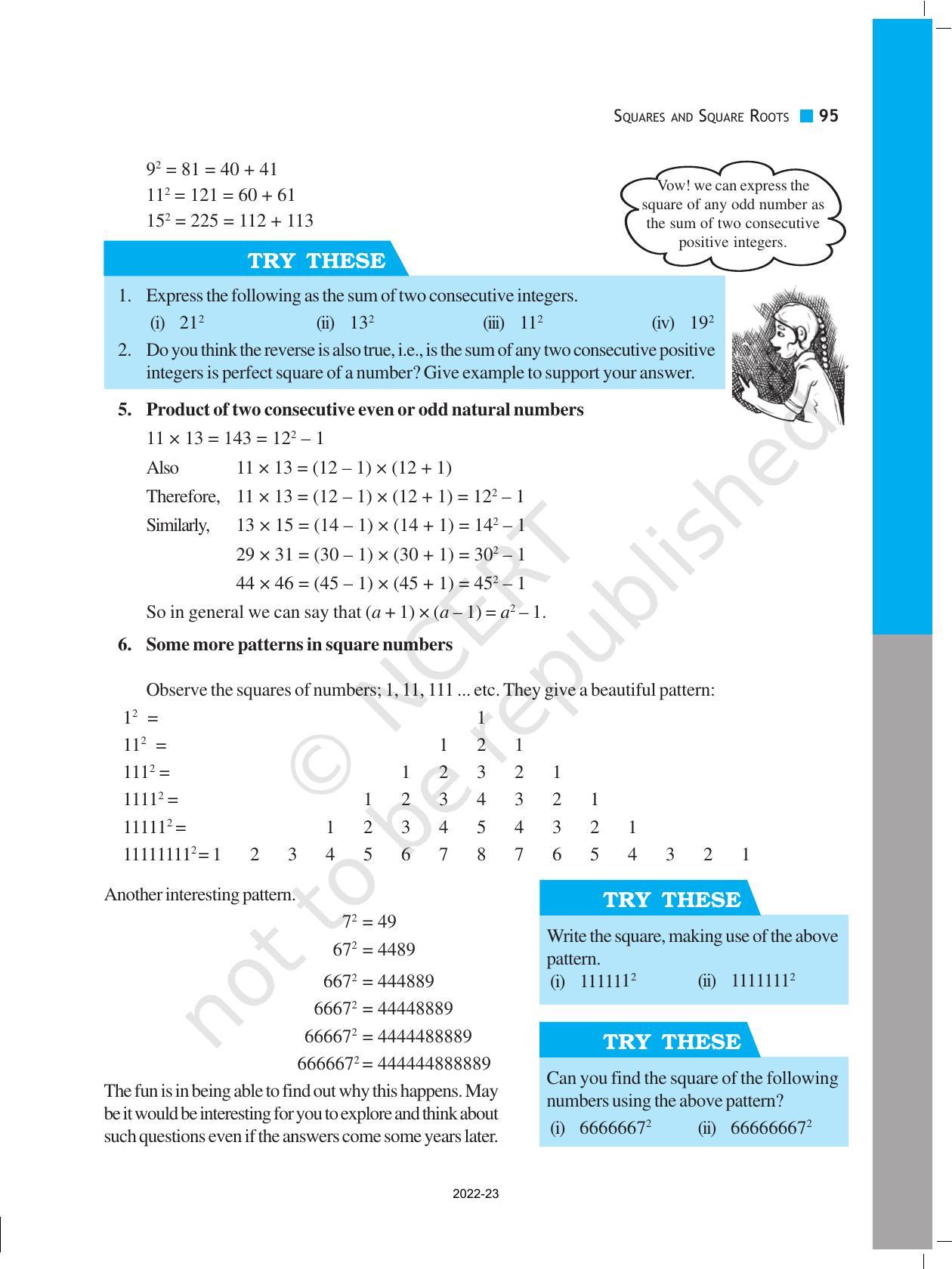 NCERT Book for Class 8 Maths Chapter 6 Squares and Square Roots - Page 7