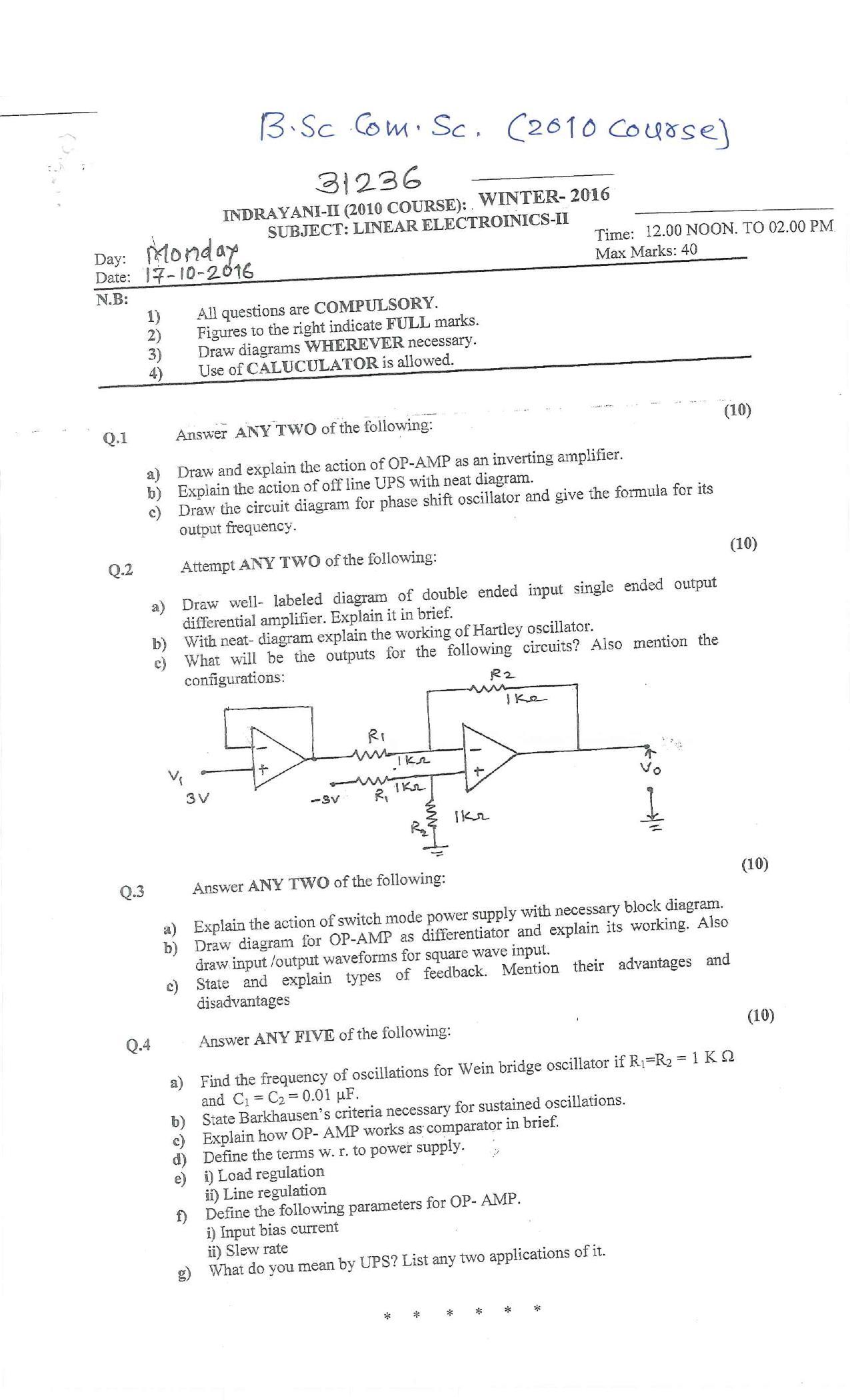 Bharati Vidyapeeth B.SC. 2010 COURSE (SEM – II) V VI Question Paper - Page 13