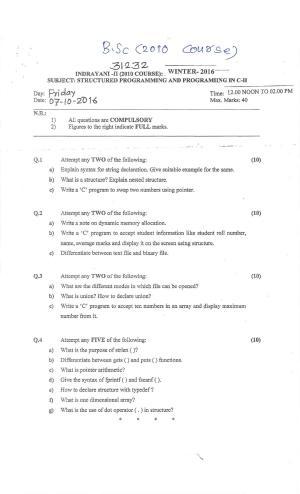 Bharati Vidyapeeth B.SC. 2010 COURSE (SEM – II) V VI Question Paper