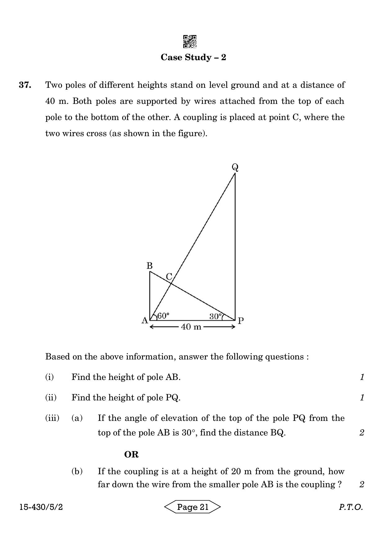 CBSE Class 10 430-5-2 Mathematics Basic 2024 Question Paper - Page 21