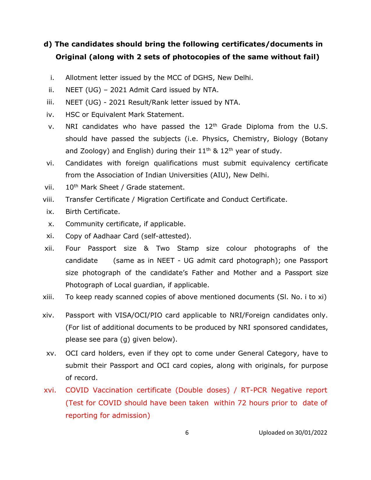Sri Ramachandra University,Chennai ADMISSION TO M.B.B.S./B.D.S. DEGREE Prospectus 2021-22 - Page 6