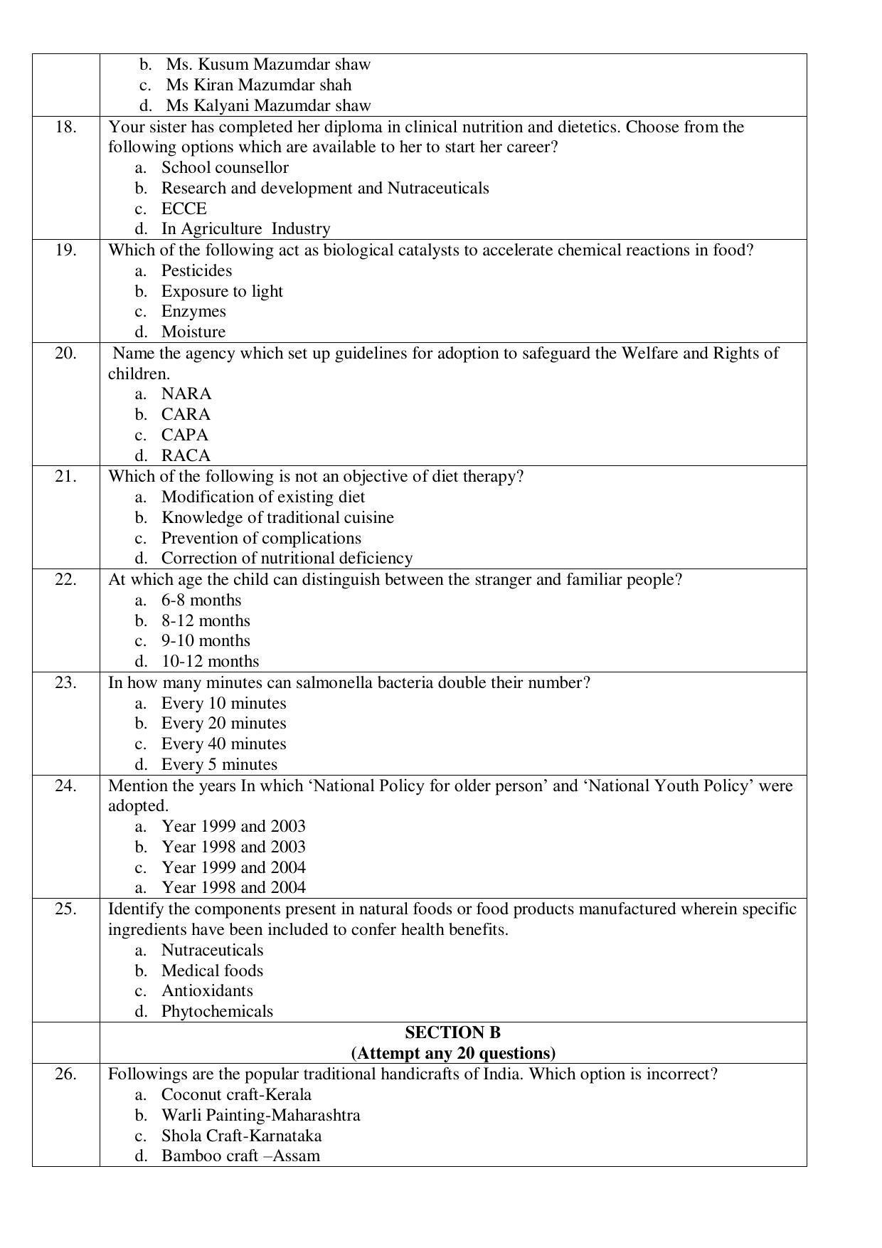 CBSE Class 12th Home Science Sample Question Paper 2021-22 - Page 3