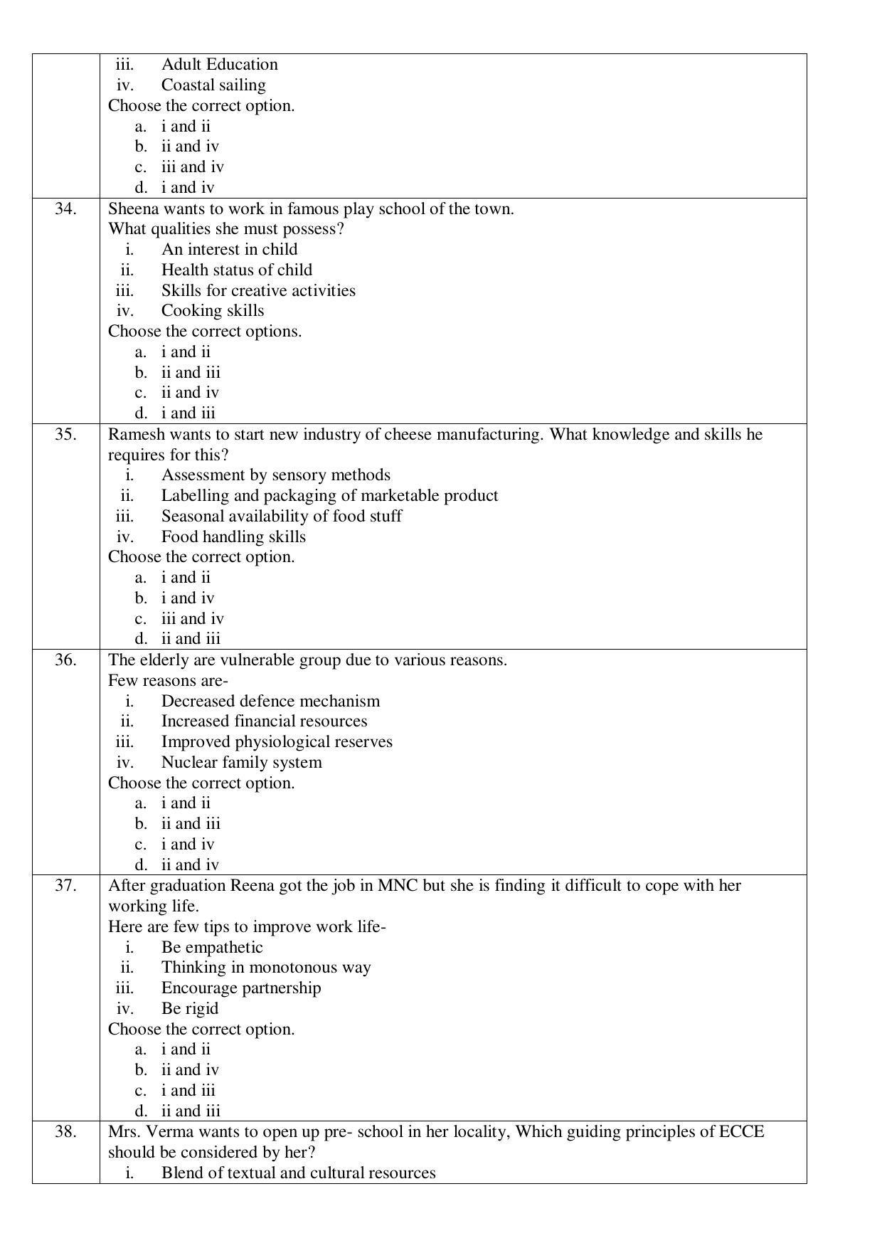 CBSE Class 12th Home Science Sample Question Paper 2021-22 - Page 5