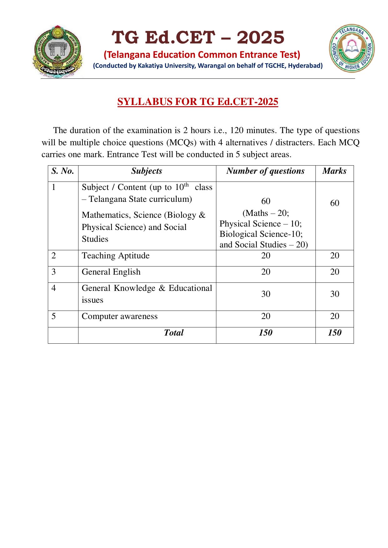 TG EdCET Syllabus 2025 - Page 1