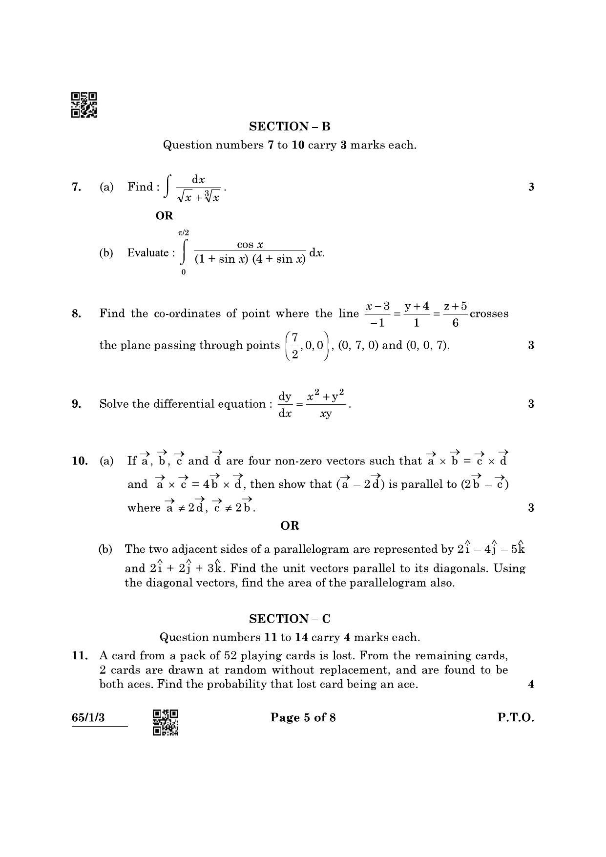 CBSE Class 12 65-1-3 Mathematcs 2022 Question Paper - Page 5