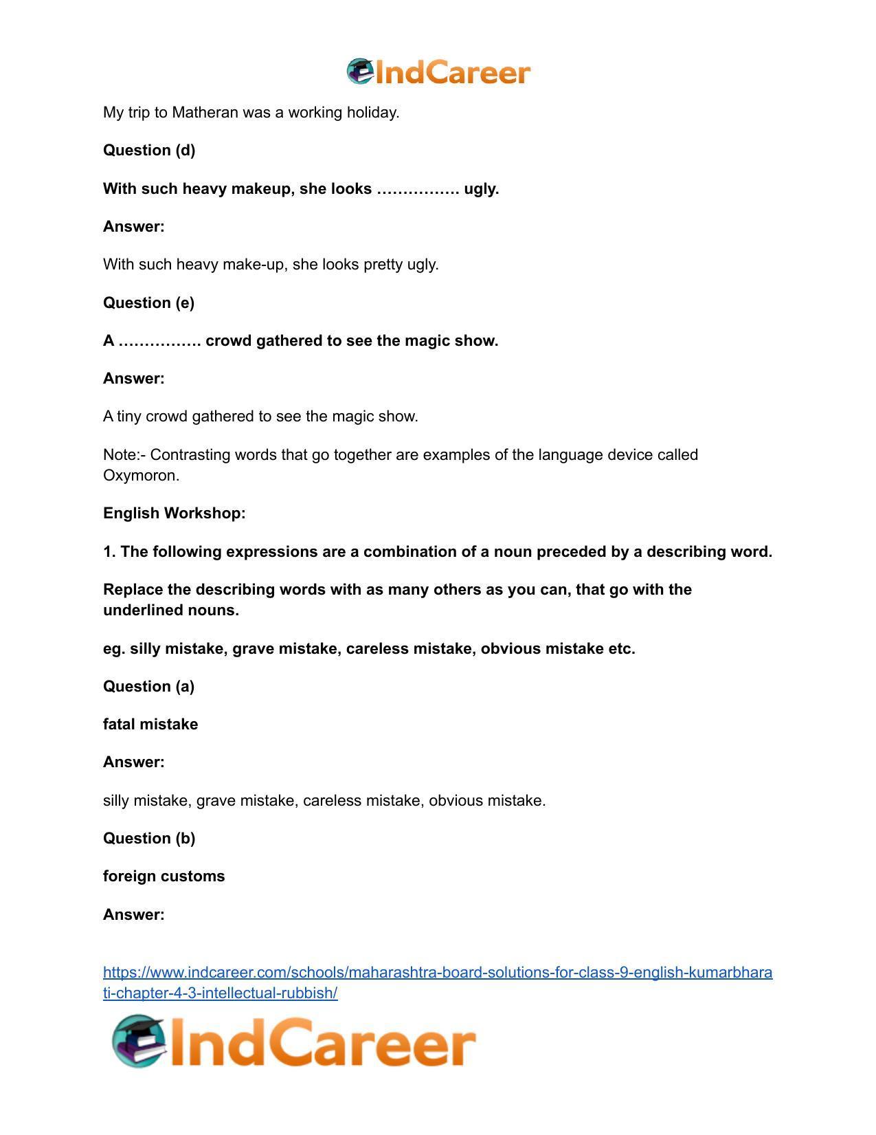 Maharashtra Board Solutions for Class 9- English Kumarbharati: Chapter 4.3- Intellectual Rubbish - Page 5