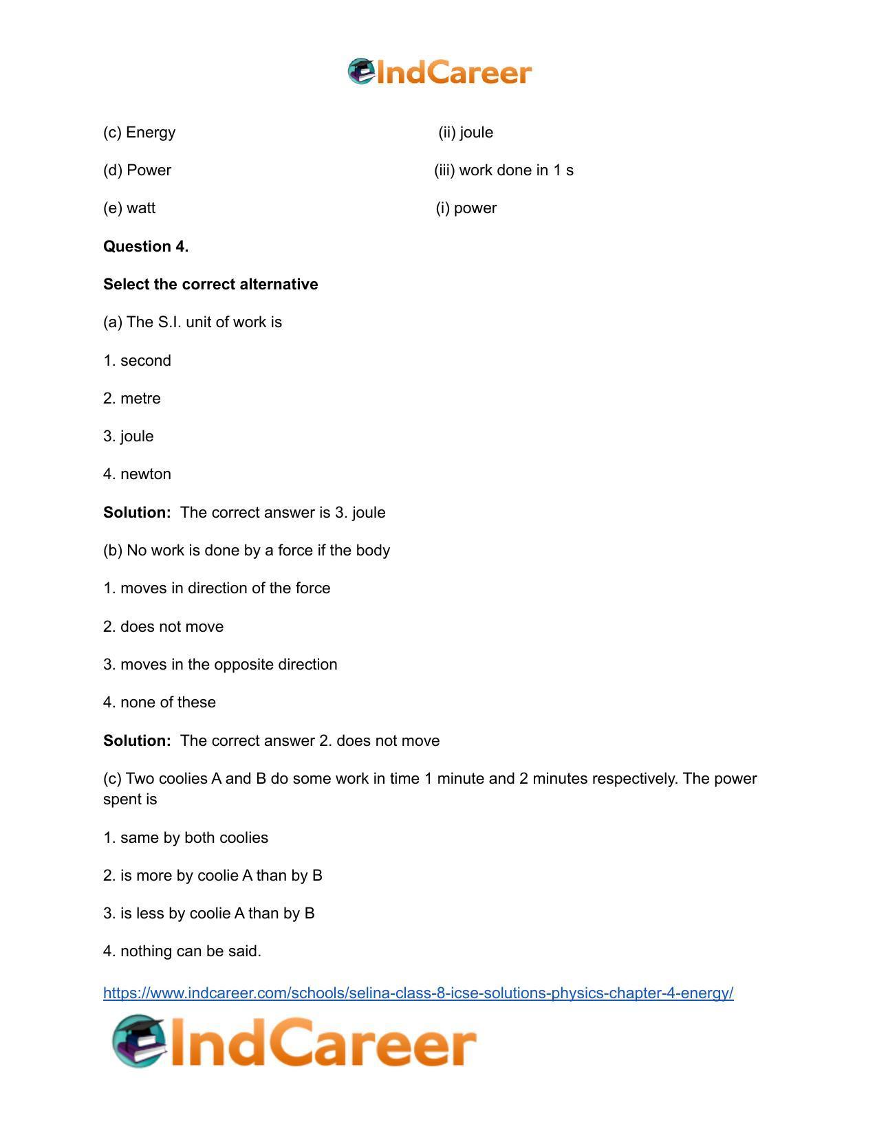 Selina Class 8 ICSE Solutions Physics : Chapter 4- Energy - Page 4