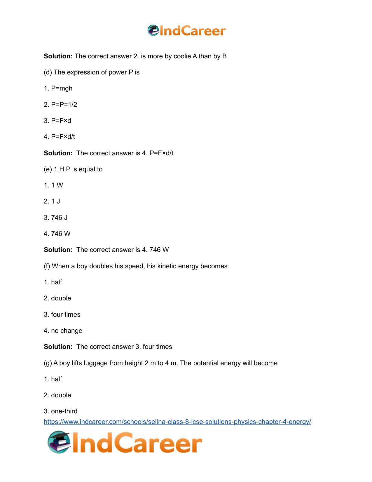 Selina Class 8 ICSE Solutions Physics : Chapter 4- Energy - Page 5