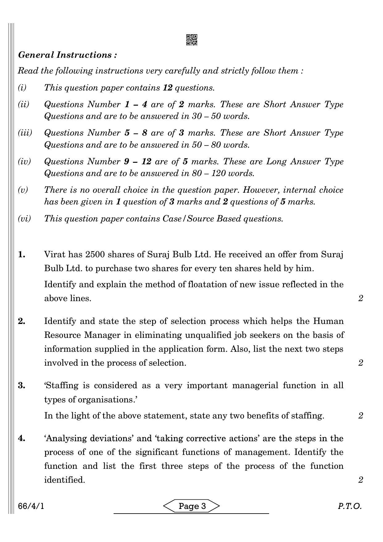 CBSE Class 12 66-4-1 Business Studies 2022 Question Paper - Page 3