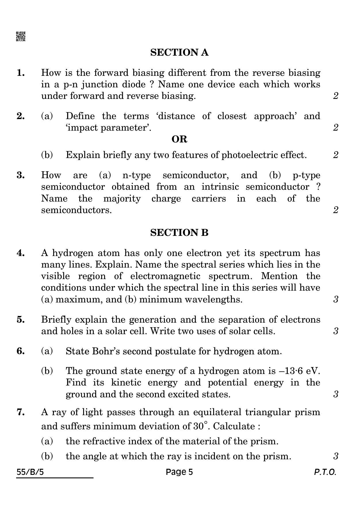 CBSE Class 12 55-B-5 Physics For VI Candidates 2022 Question Paper - Page 5