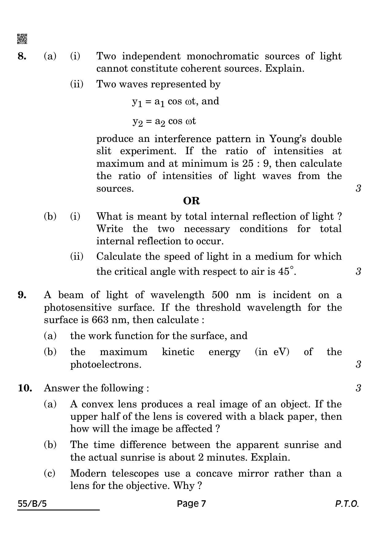 CBSE Class 12 55-B-5 Physics For VI Candidates 2022 Question Paper - Page 7