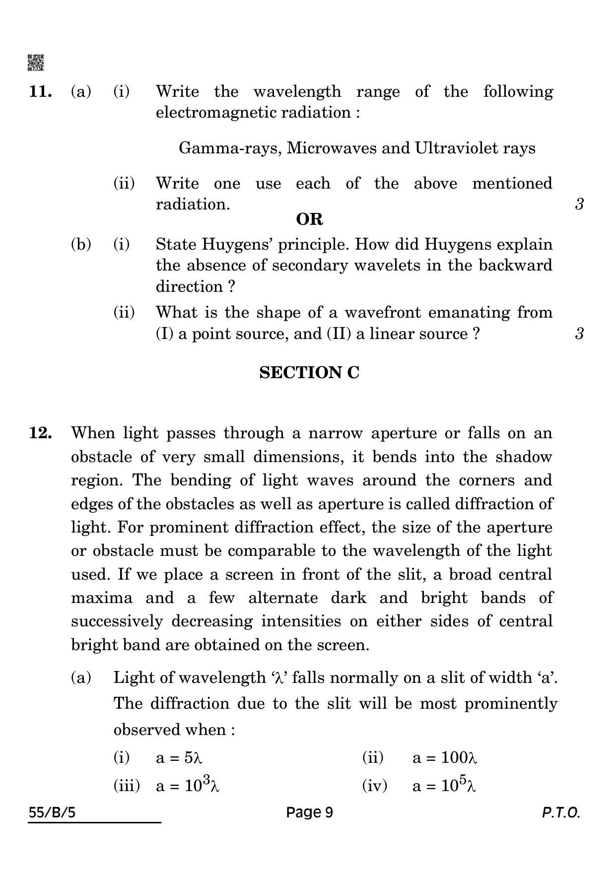CBSE Class 12 55-B-5 Physics For VI Candidates 2022 Question Paper - Page 9