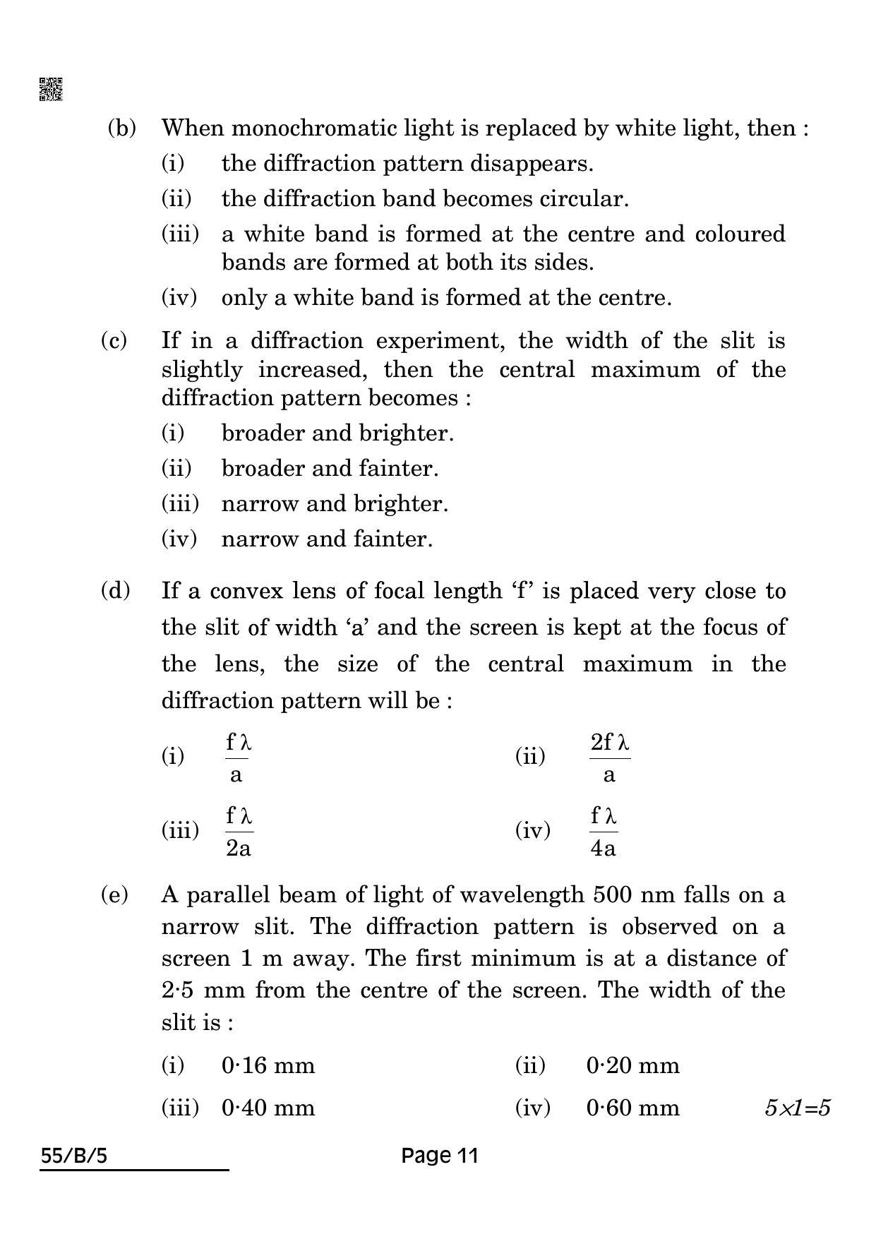 CBSE Class 12 55-B-5 Physics For VI Candidates 2022 Question Paper - Page 11